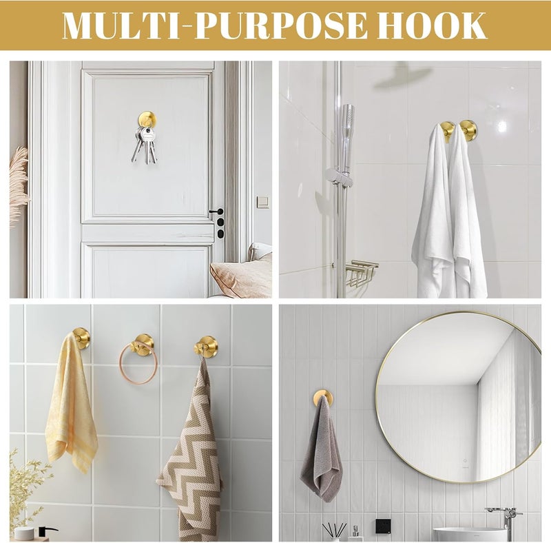 Dntorx Vacuum Suction Cup Hooks, 4 Pack Stainless Steel Suction Hooks for Shower Bathroom Towel Hooks Shower Hooks Holders Shower Hooks Hanging Towels, Loofah, Robe, Coat(Gold) - Image 5